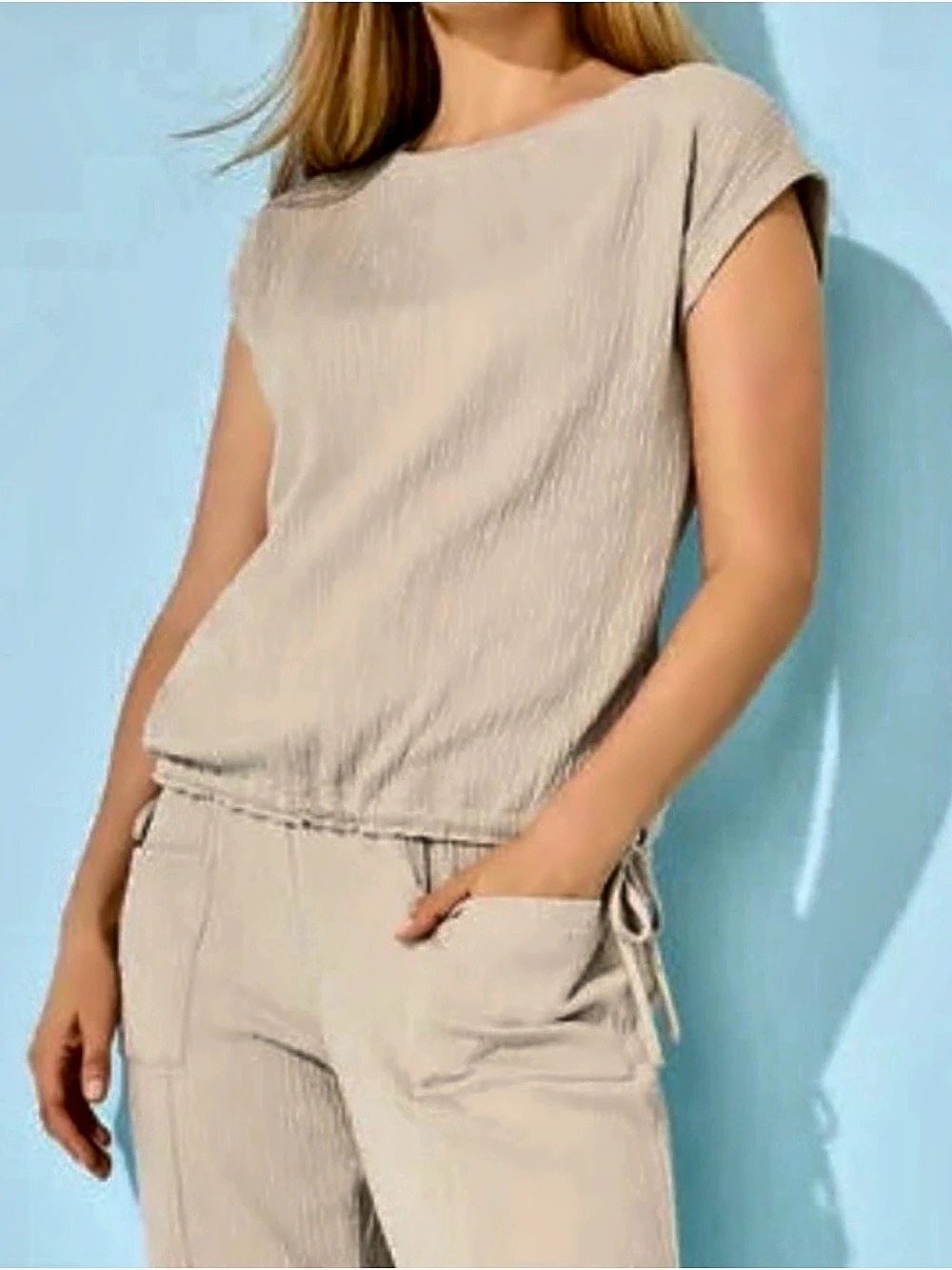 Talbots Petite Crinkle Gauze Side Tie Top - Like New!